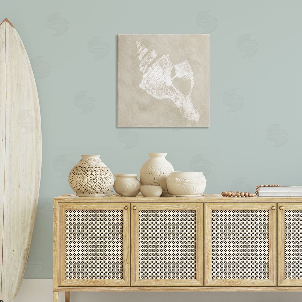 Carol Robinson Rustic Distressed Conch Canvas Wall Art Print in Room