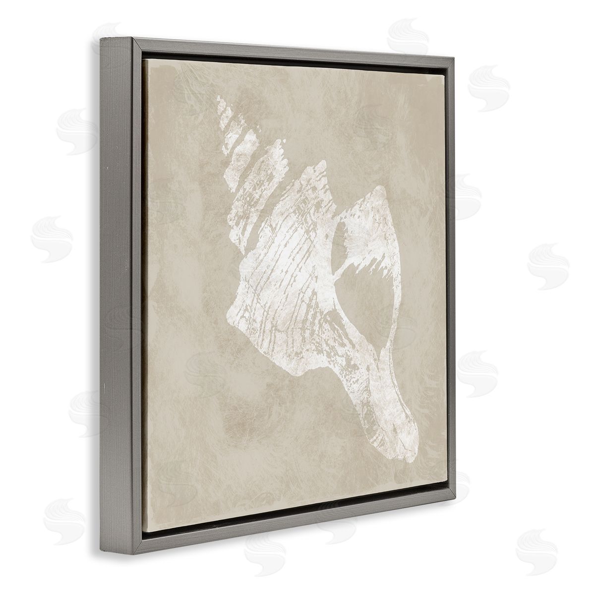 Carol Robinson Rustic Distressed Conch Gray Floating Frame Canvas Wall Art Print