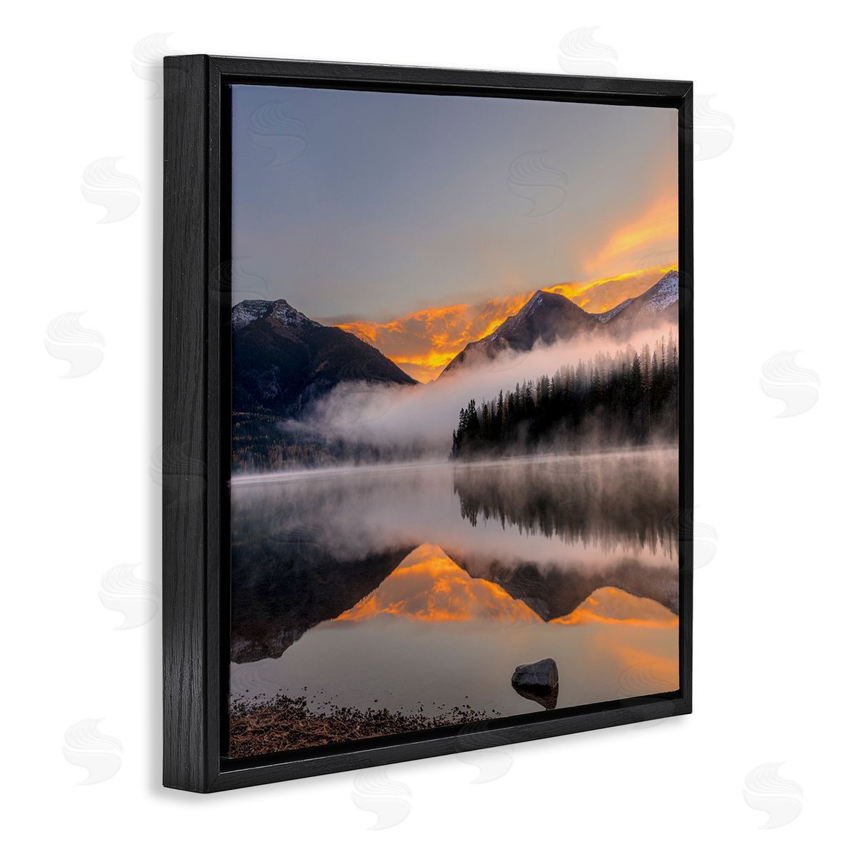 Danita Delimont Orange Sunset Lake Reflection Black Floating Frame Canvas Wall Art Print