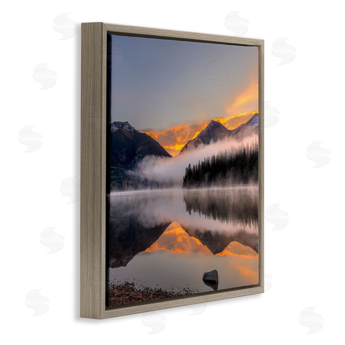 Danita Delimont Orange Sunset Lake Reflection Brown Floating Frame Canvas Wall Art Print