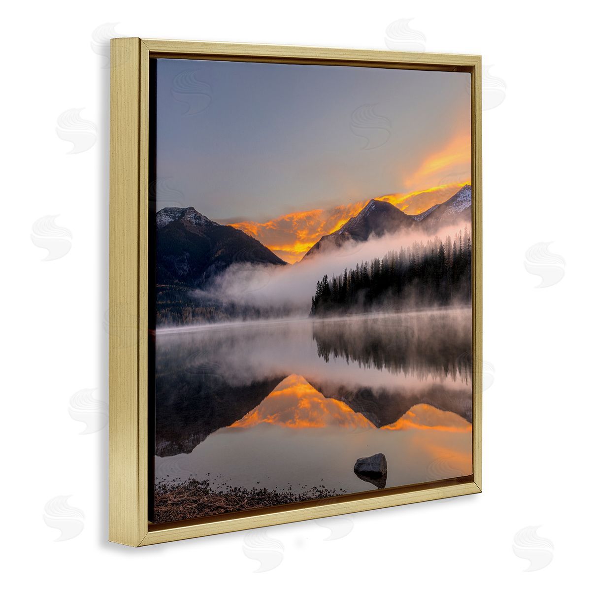 Danita Delimont Orange Sunset Lake Reflection Gold Floating Frame Canvas Wall Art Print