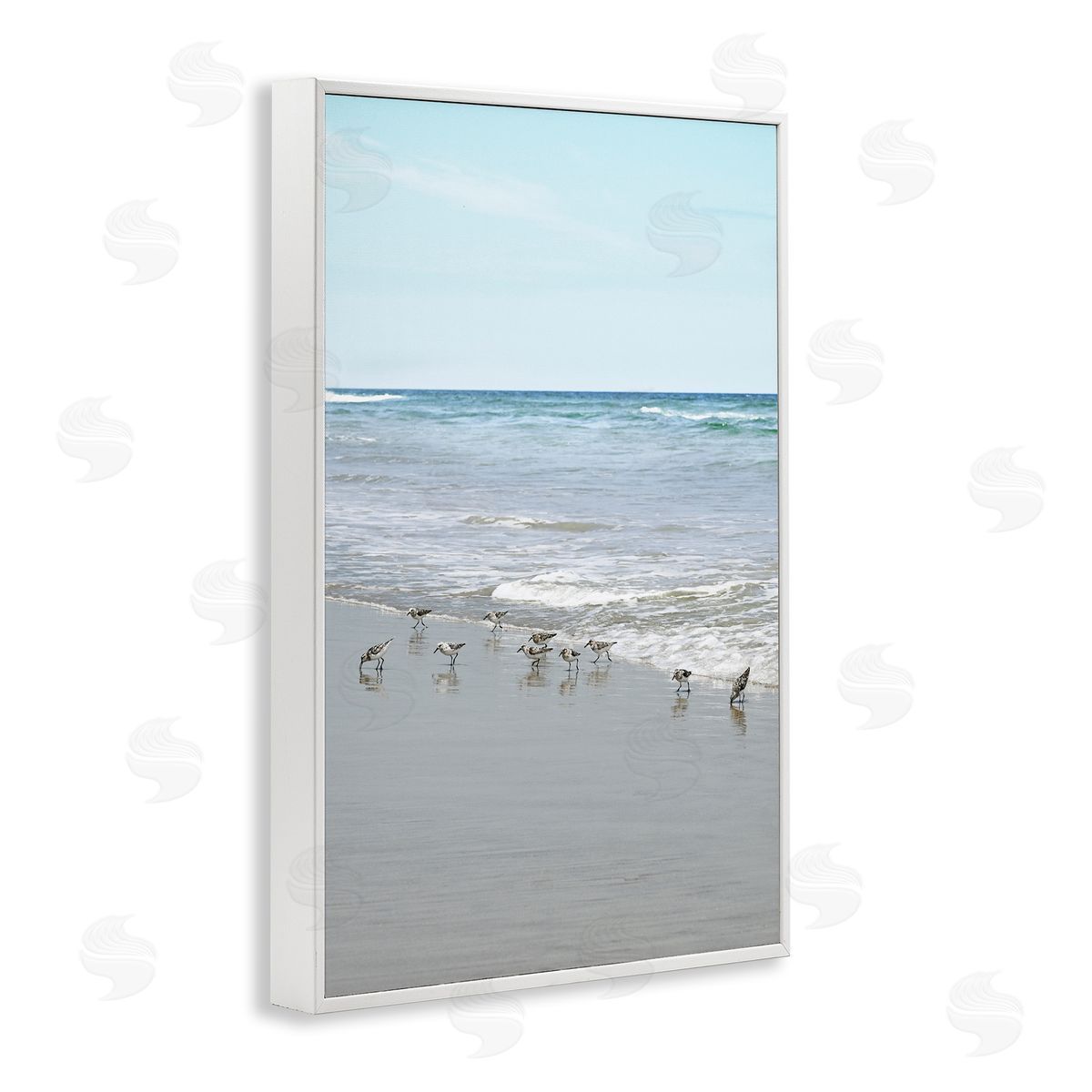 Energetic Beach Birds White Frame Print Wall Art, Home Decor by Natalie Carpentieri