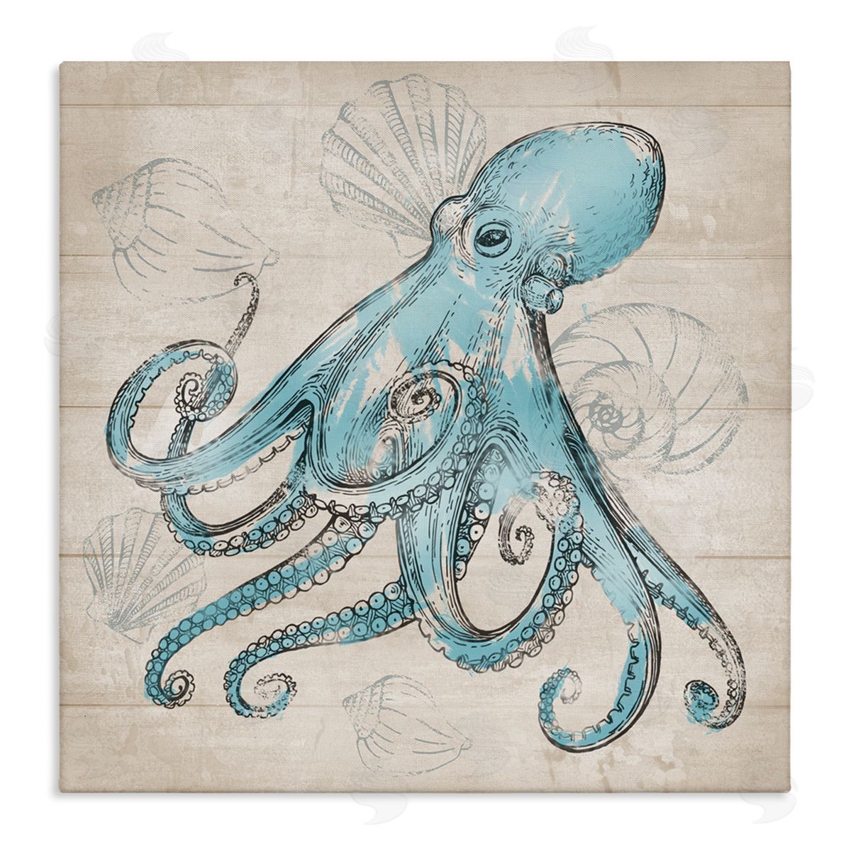 Conrad Knutsen Vintage Drawn Octopus Canvas Wall Art Print