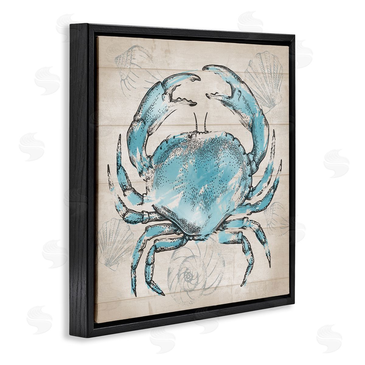 Conrad Knutsen Vintage Drawn Crab Black Floating Frame Canvas Wall Art Print