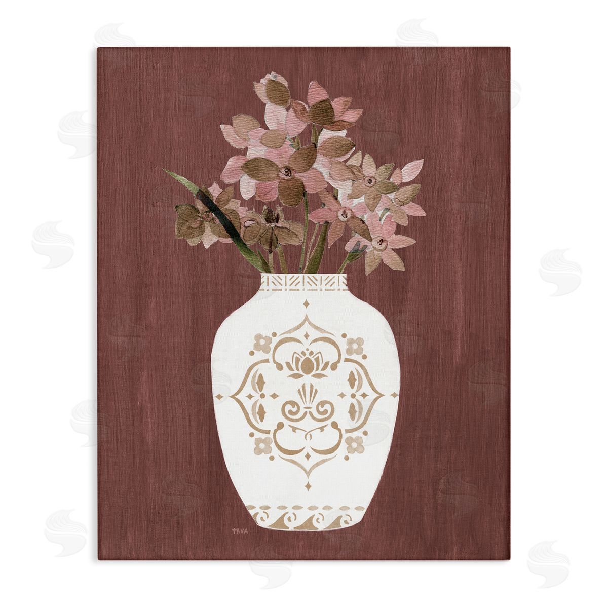 Ornate Boho Vase Canvas Wall Art, Home Decor by Janet Tava