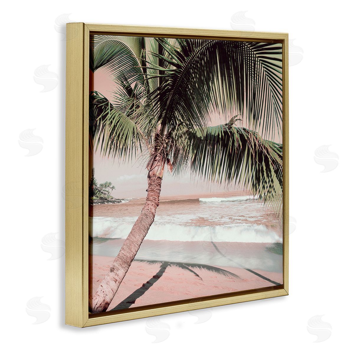 Danita Delimont Palm Tree Shadow on Sand Gold Floating Frame Canvas Wall Art Print