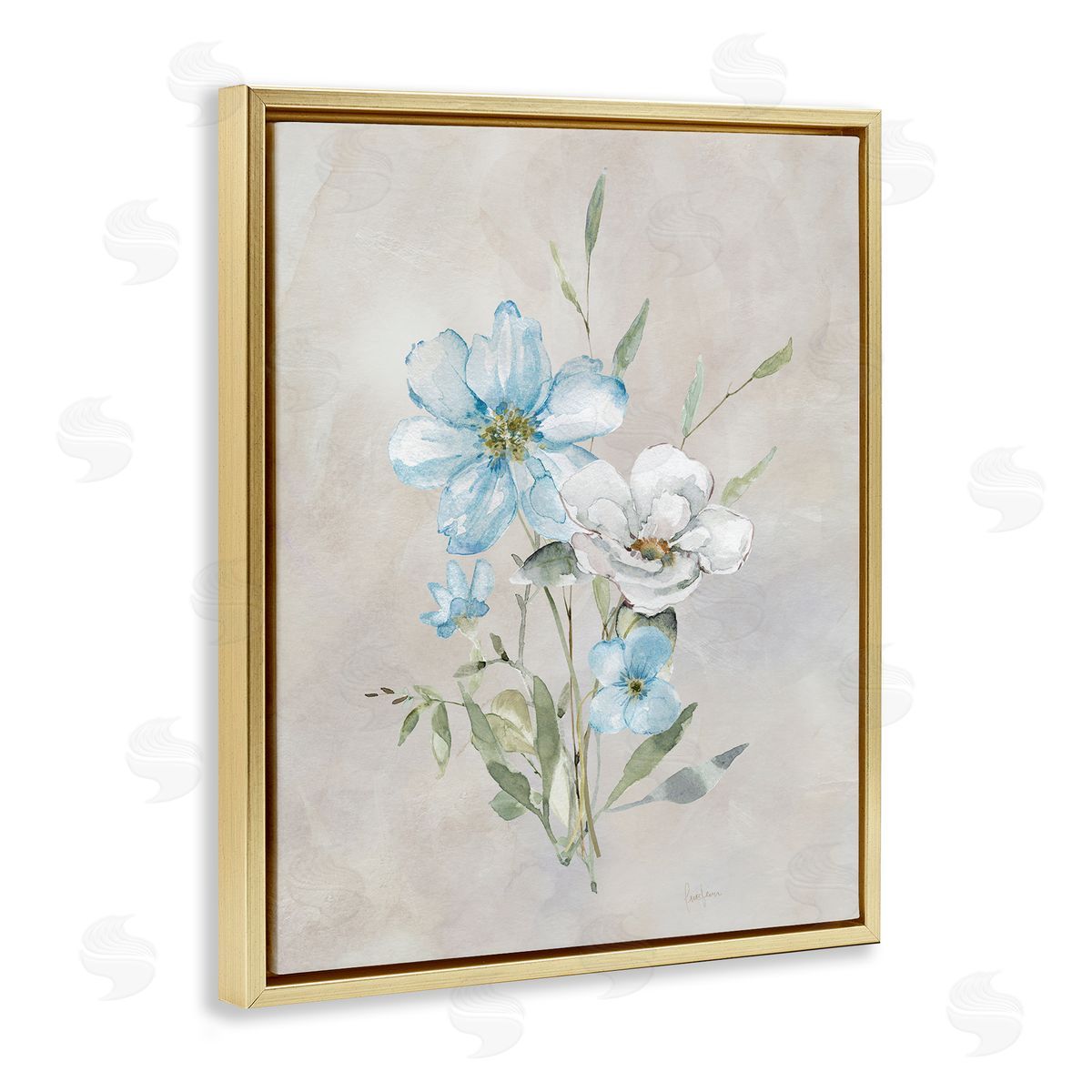 Simple Herbs Bundle Gold Floating Frame Canvas Wall Art, Home Decor by Livi Finn