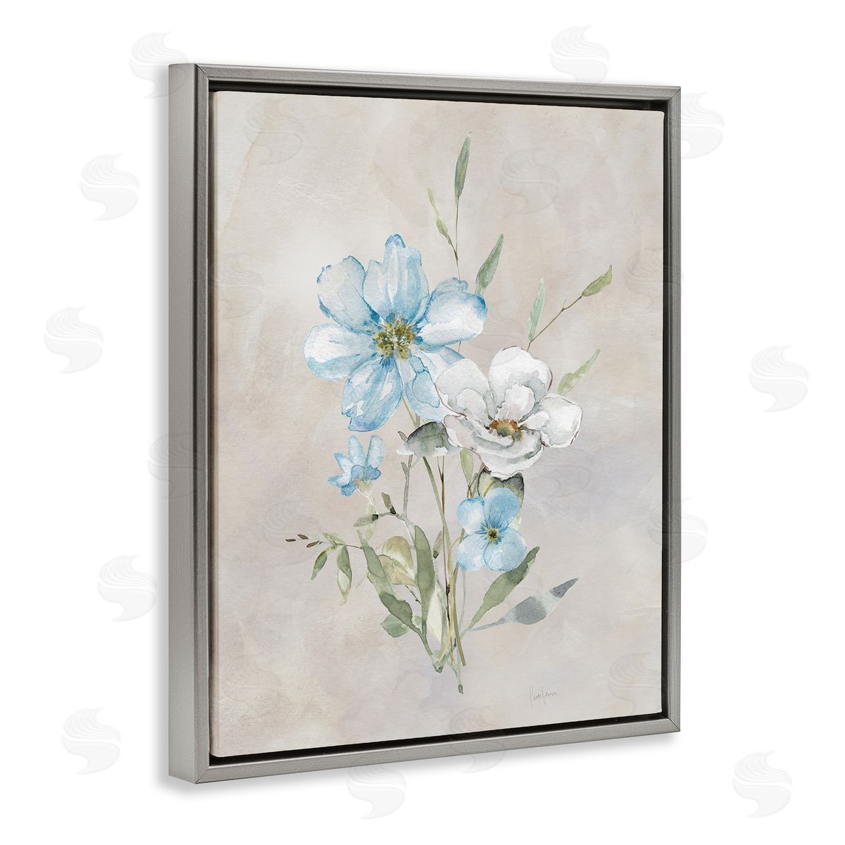 Simple Herbs Bundle Grey Floating Frame Canvas Wall Art, Home Decor by Livi Finn