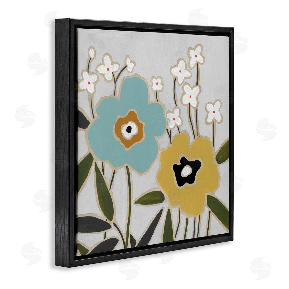 Carol Robinson Modern Hued Blooms Black Floating Frame Canvas Wall Art Print