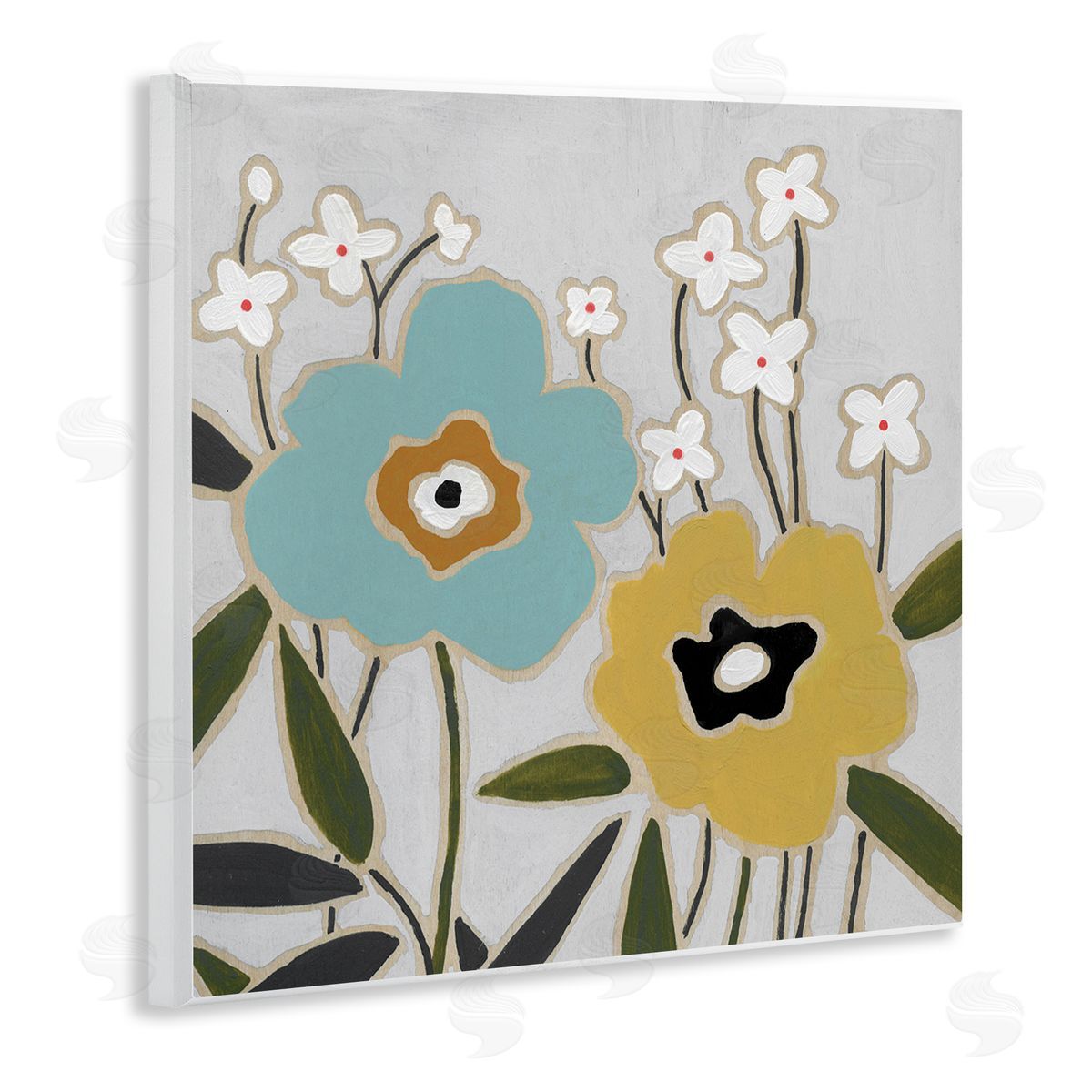 Carol Robinson Modern Hued Blooms Wooden Wall Plaque Art Print