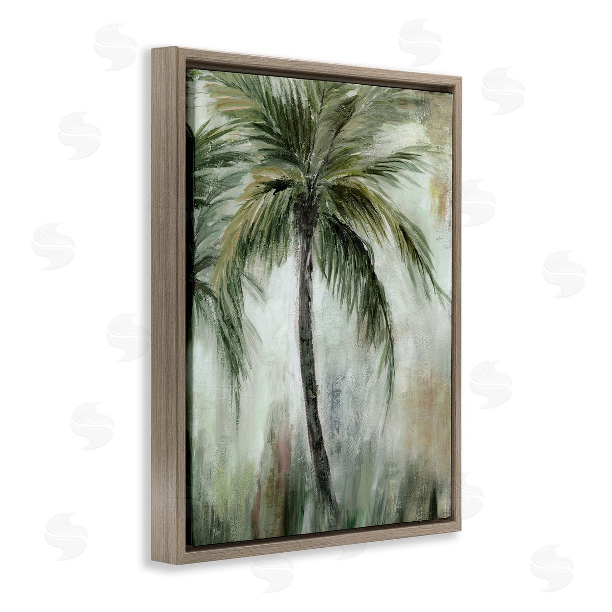 Fanned Palms Impression Brown Floating Frame Canvas Wall Art, Home Decor by Nan