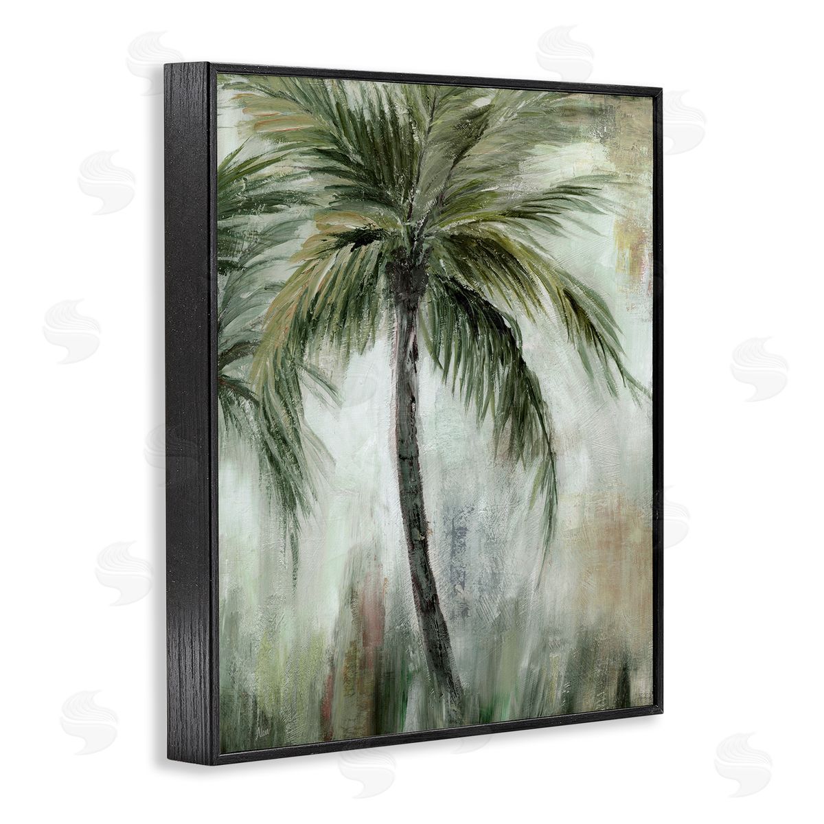 Fanned Palms Impression Black Frame Print Wall Art, Home Decor by Nan
