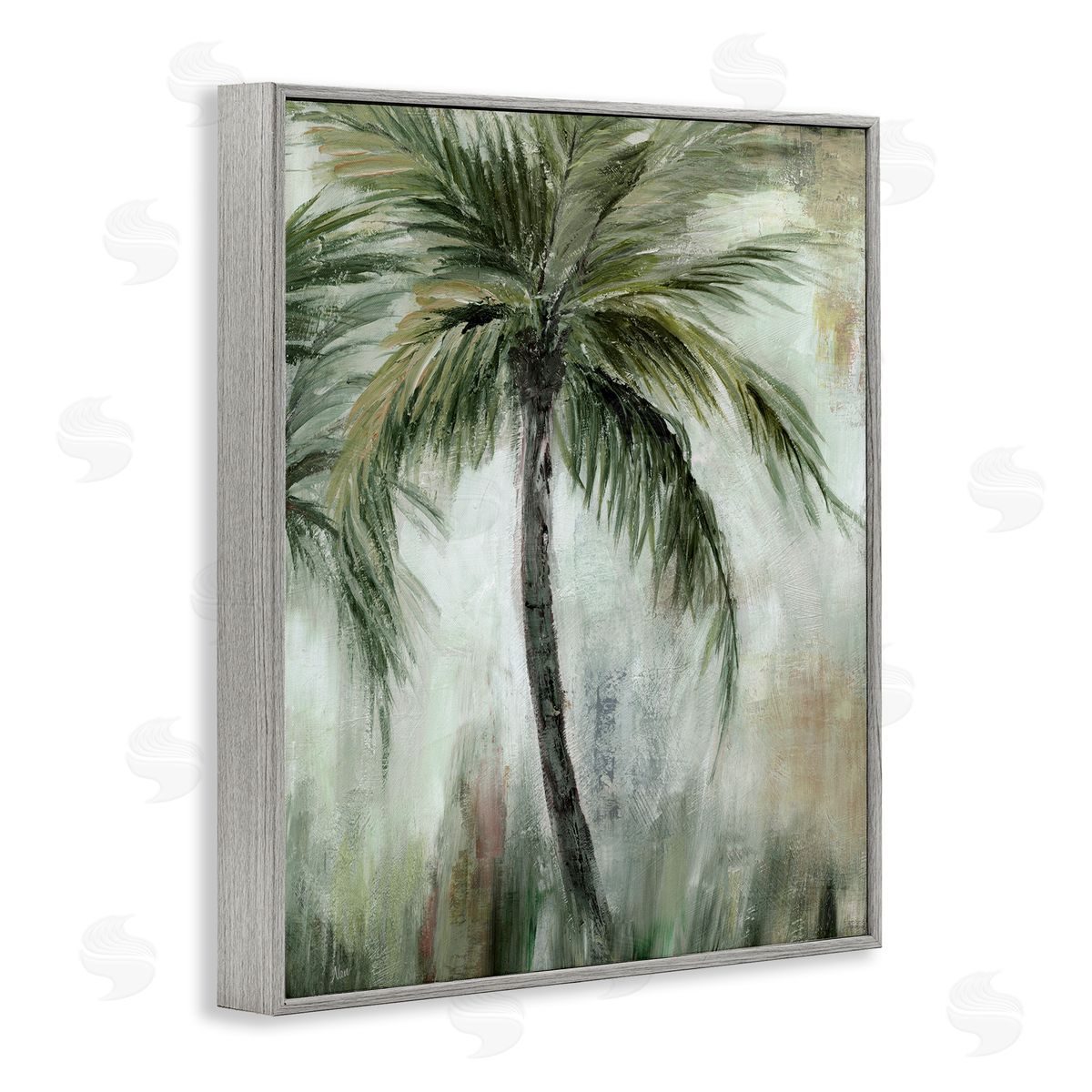 Fanned Palms Impression Grey Frame Print Wall Art, Home Decor by Nan
