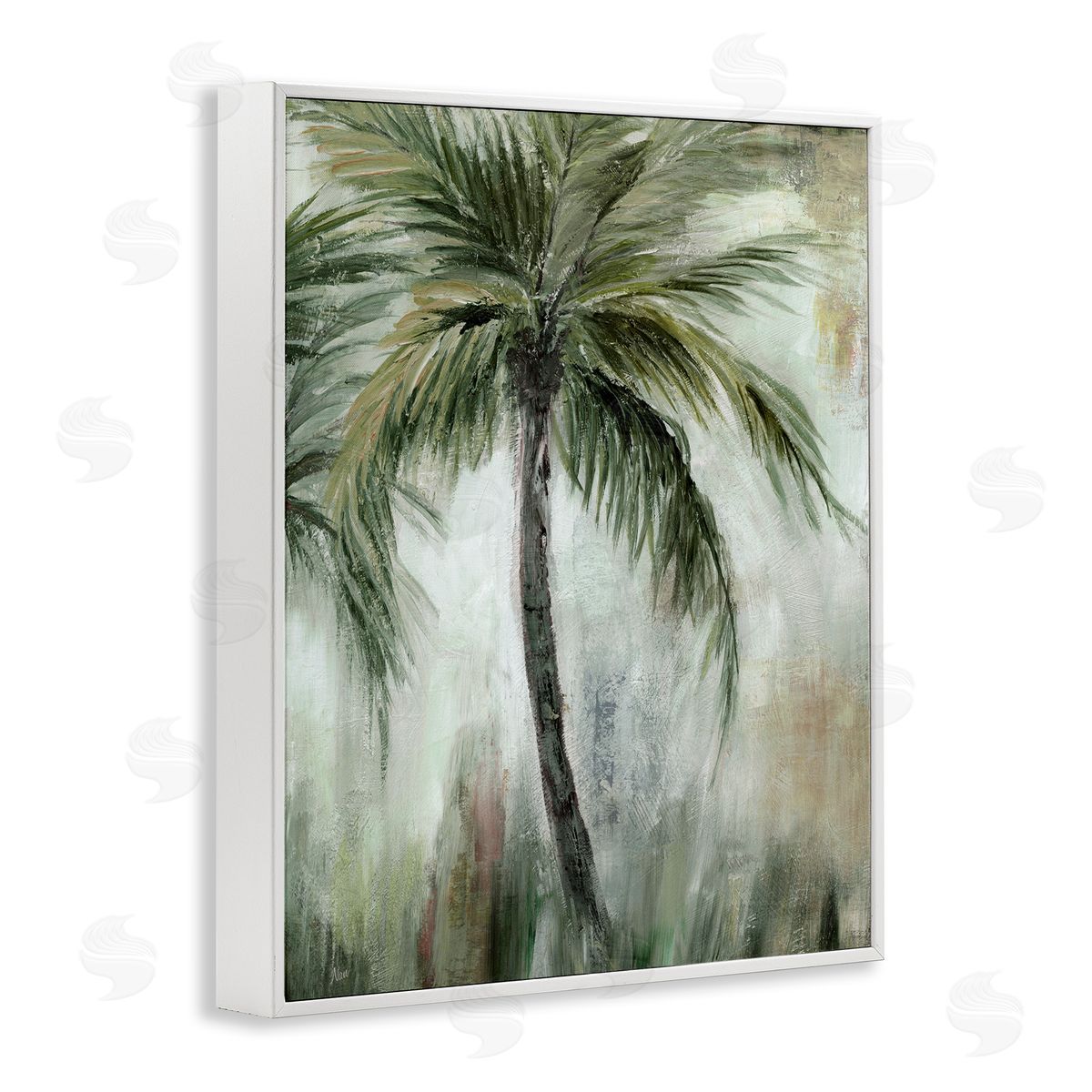 Fanned Palms Impression White Frame Print Wall Art, Home Decor by Nan