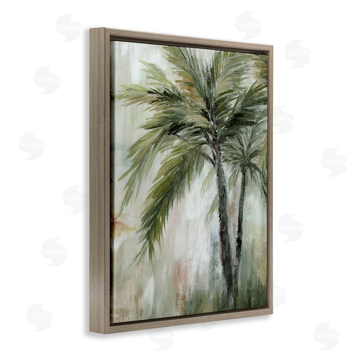 Abstract Palm Fans Brown Floating Frame Canvas Wall Art, Home Decor by Nan