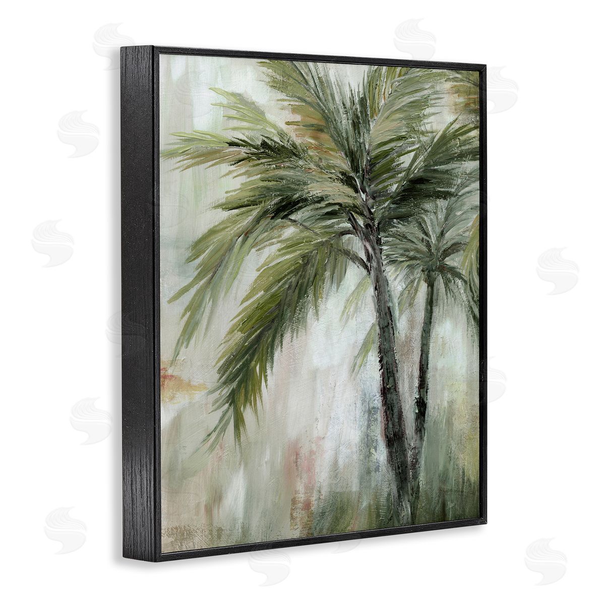 Abstract Palm Fans Black Frame Print Wall Art, Home Decor by Nan