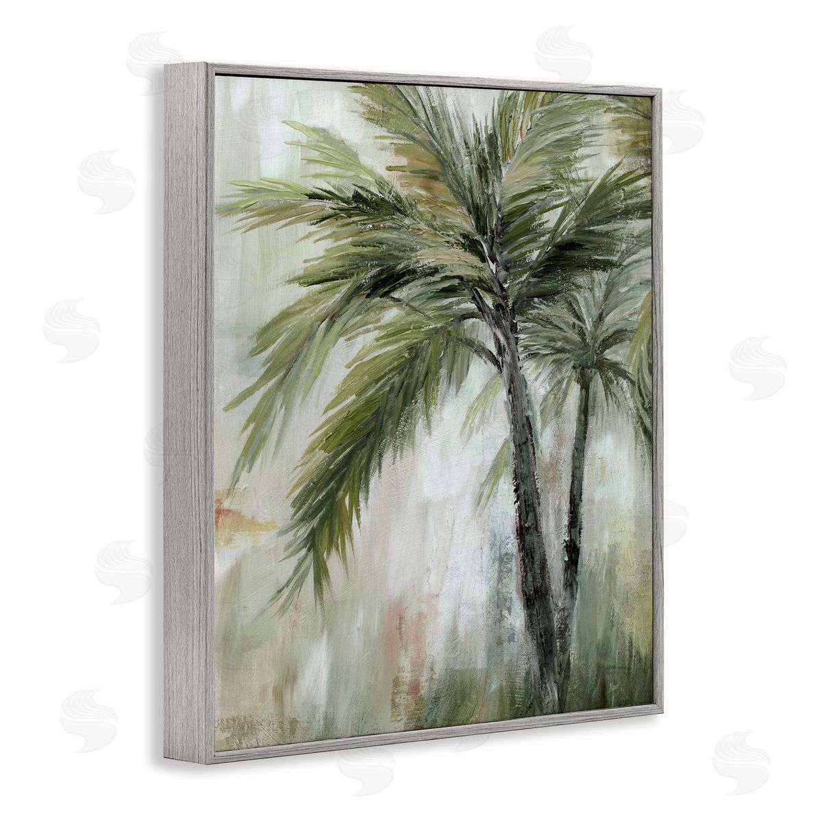 Abstract Palm Fans Grey Frame Print Wall Art, Home Decor by Nan