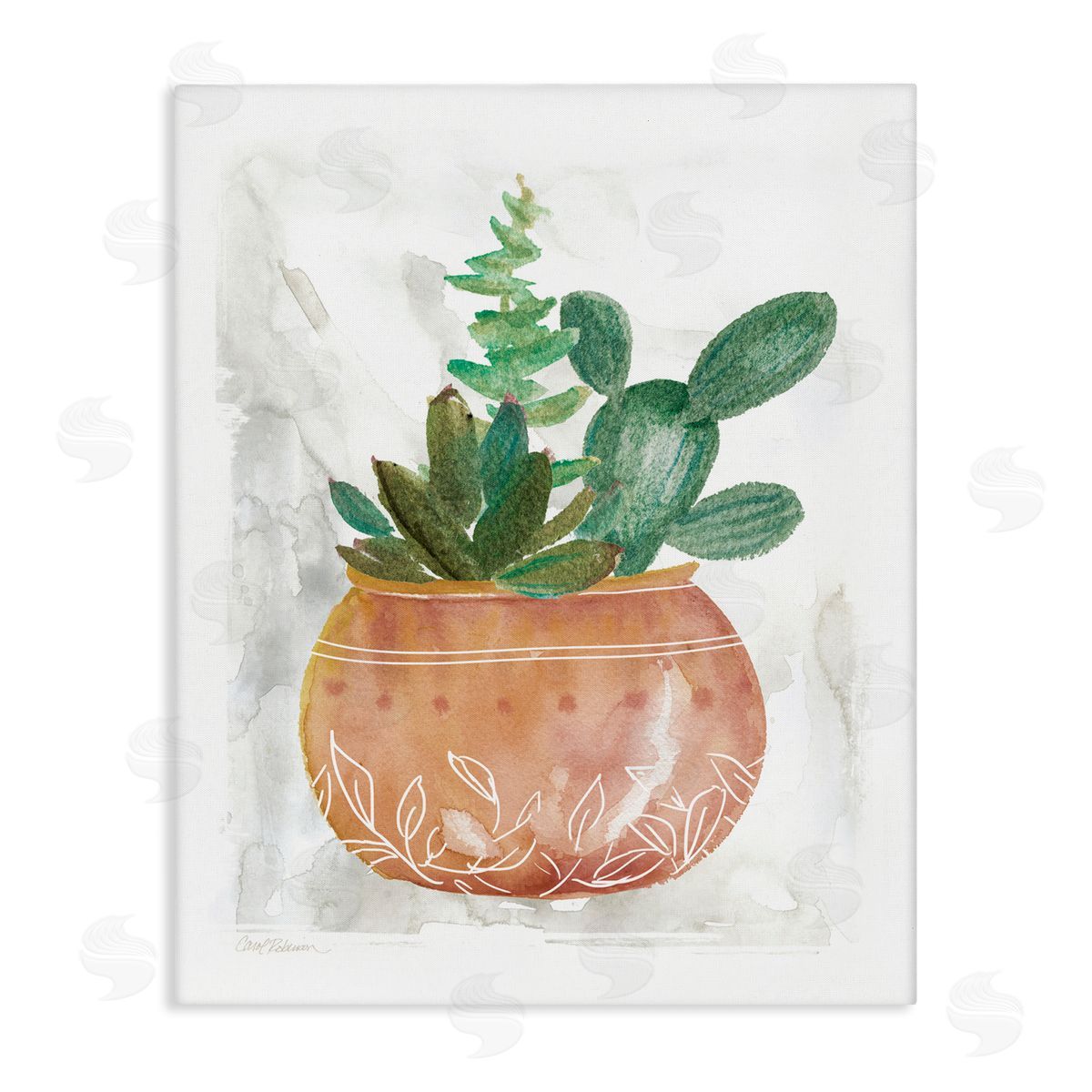 Succulent Planter Vase Canvas Wall Art, Home Decor by Carol Robinson