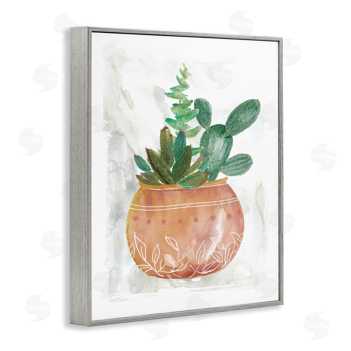 Succulent Planter Vase Grey Frame Print Wall Art, Home Decor by Carol Robinson