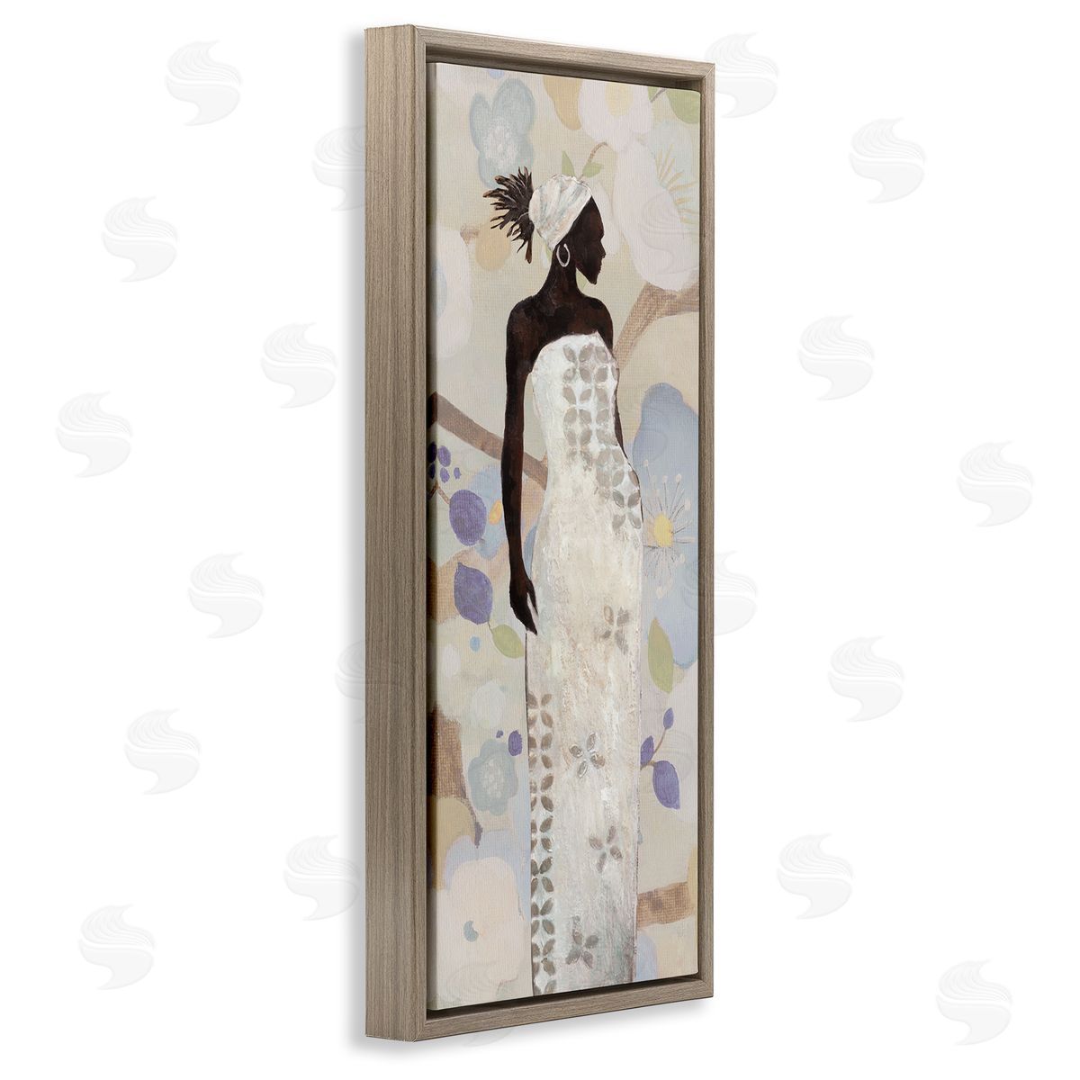 Stylish Woman Neutral Tones Brown Floating Frame Canvas Wall Art, Home Decor by Janet Tava