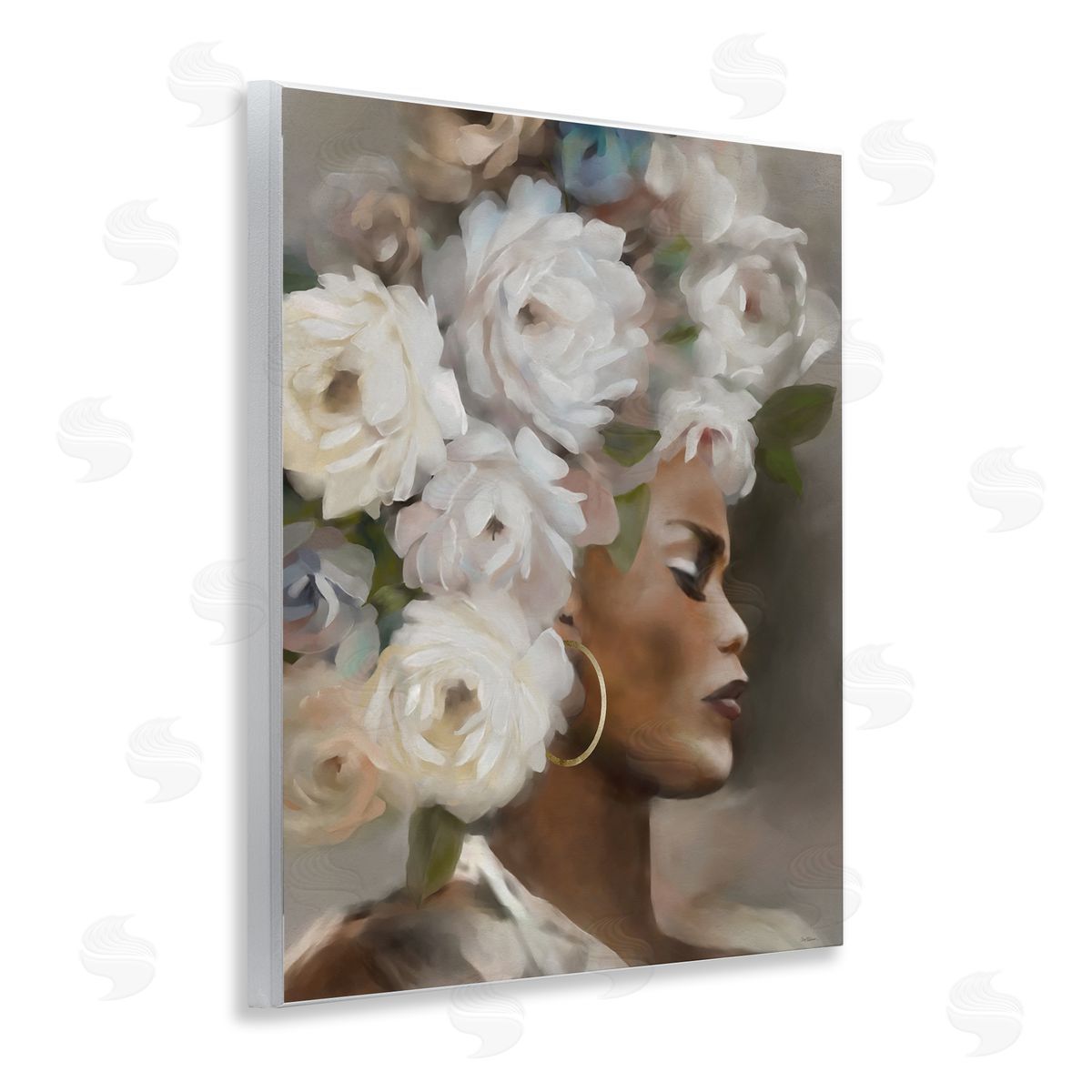 Woman with Floral Headdress Wood Plaque Wall Art, Home Decor by Carol Robinson