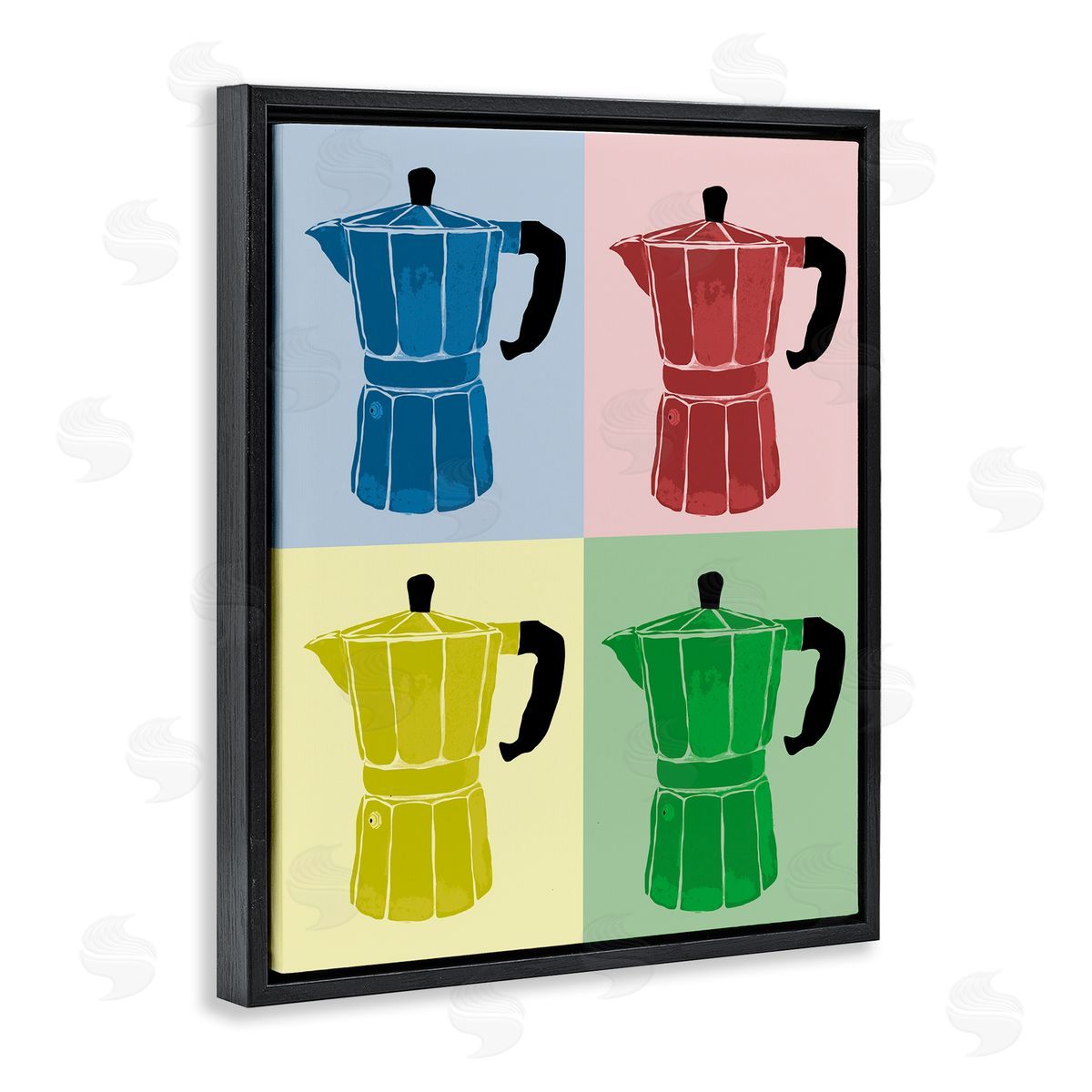 Coffee Espresso Pop Style Black Floating Frame Canvas Wall Art, Home Decor by Daniela Santiago
