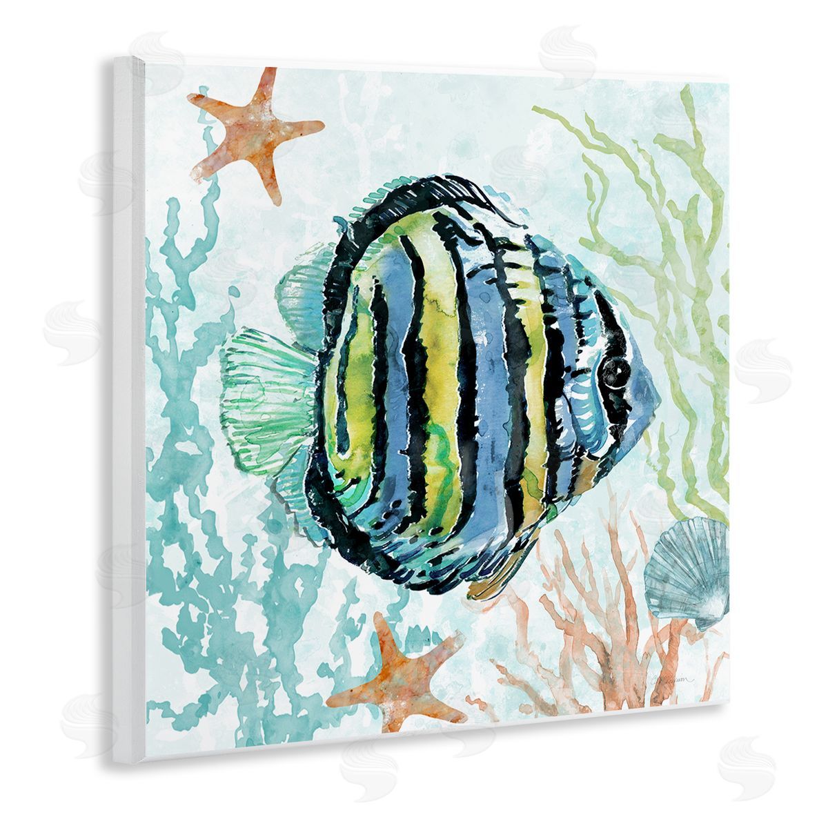 Striped Angel Fish Wood Plaque Wall Art, Home Decor by Carol Robinson