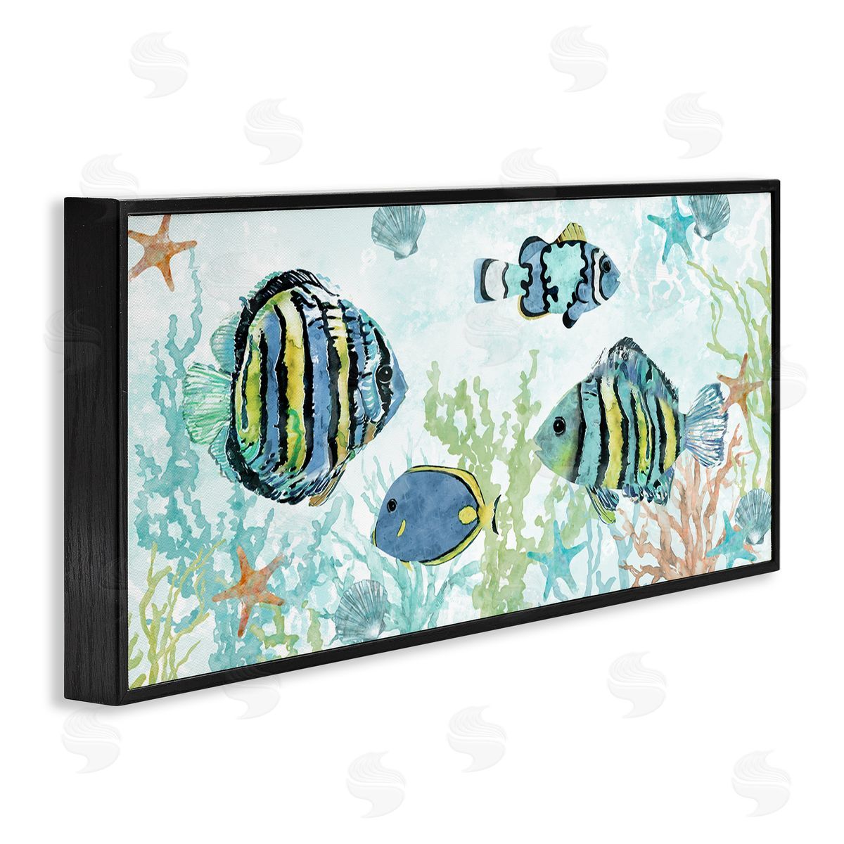 Various Fish Underwater Black Frame Print Wall Art, Home Decor by Carol Robinson