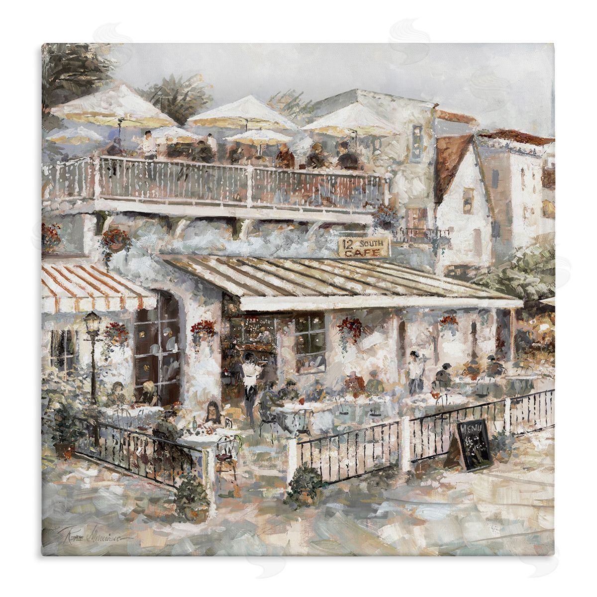 Town Café Patio Canvas Wall Art, Home Decor by Ruane Manning