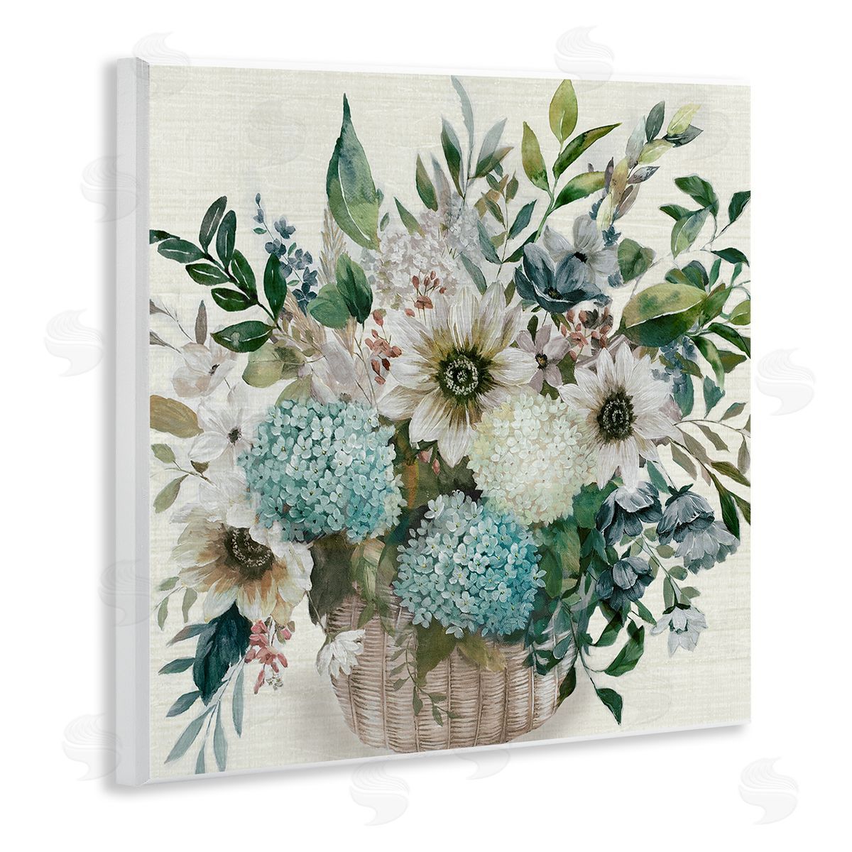 Country Basket of Flowers Wood Plaque Wall Art, Home Decor by Nan