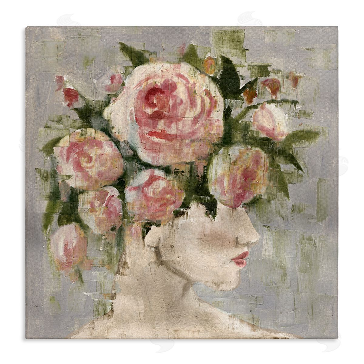 Abstract Woman with Roses Canvas Wall Art, Home Decor by Charity Henderson