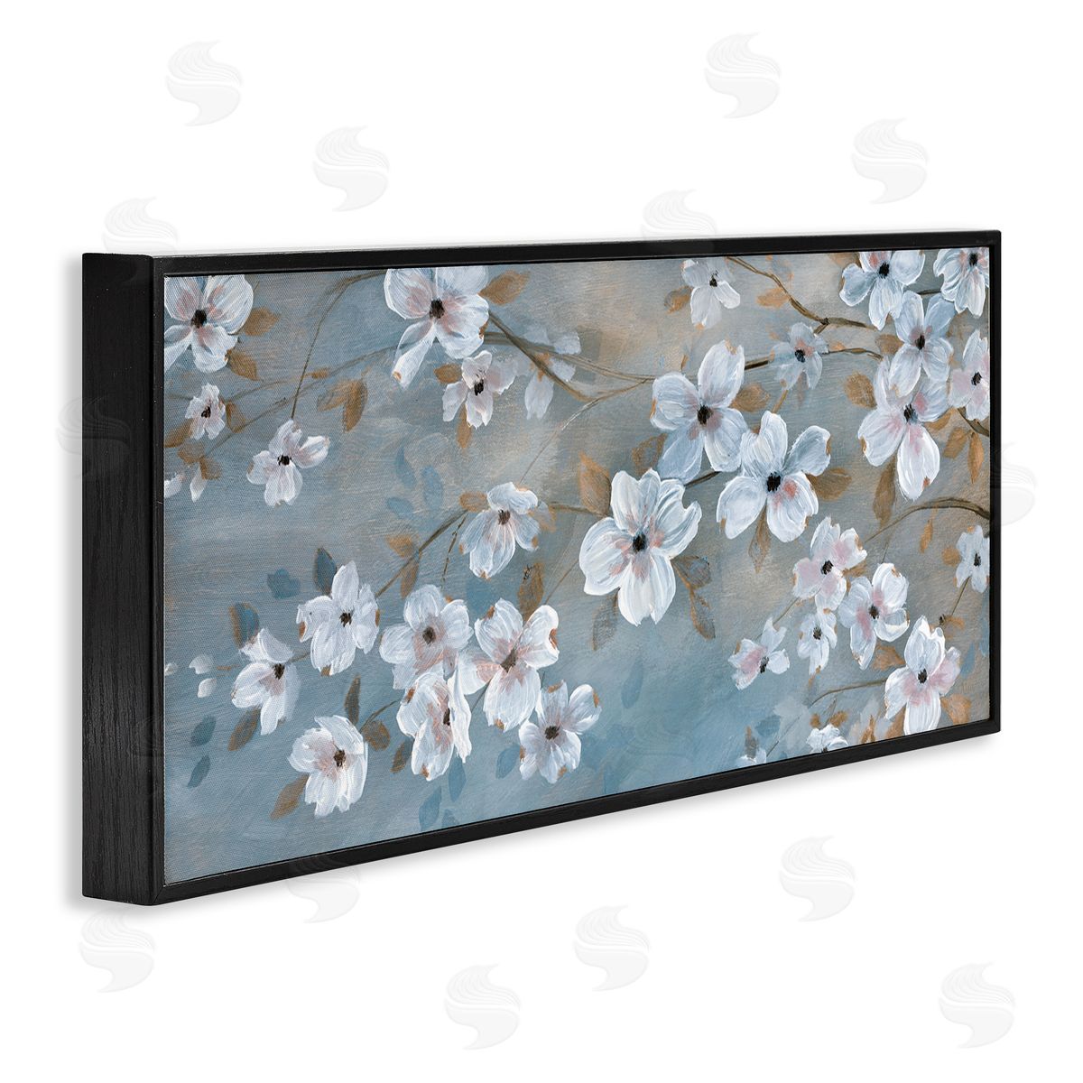 Traditional Apple Blossoms Black Frame Print Wall Art, Home Decor by Nan