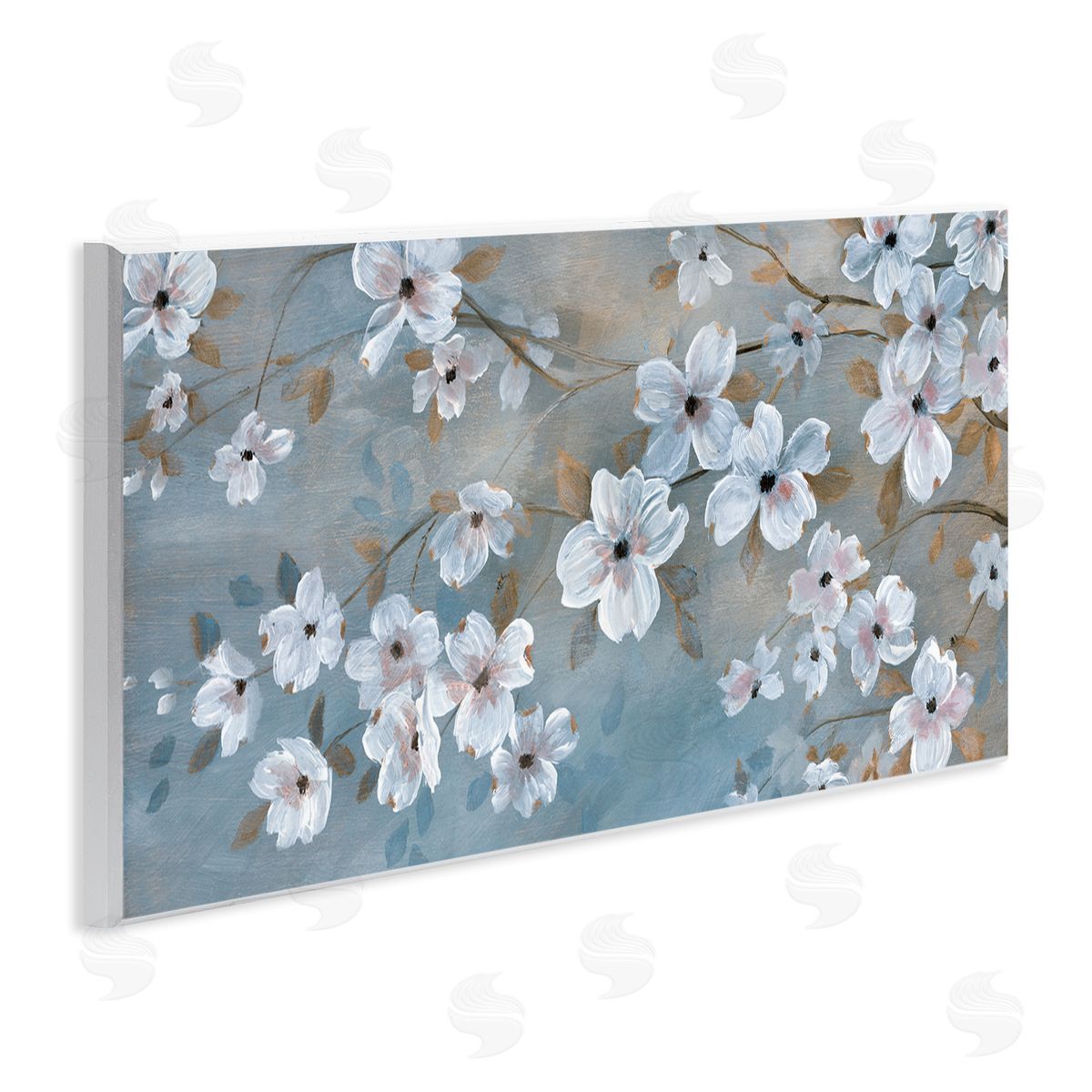 Traditional Apple Blossoms Wood Plaque Wall Art, Home Decor by Nan