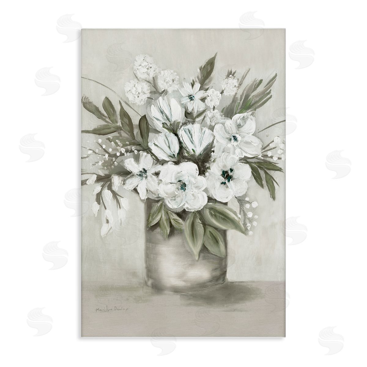 Mixed White Flowers Canvas Wall Art, Home Decor by Marilyn Dunlap