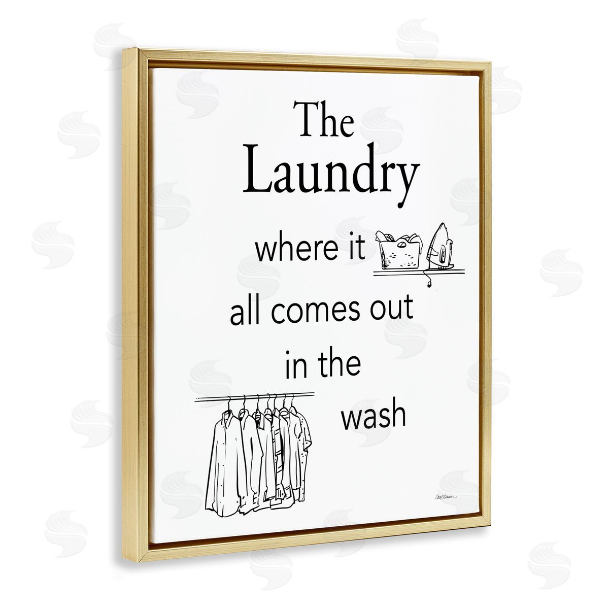 All Comes Out Laundry Gold Floating Frame Canvas Wall Art, Home Decor by Carol Robinson