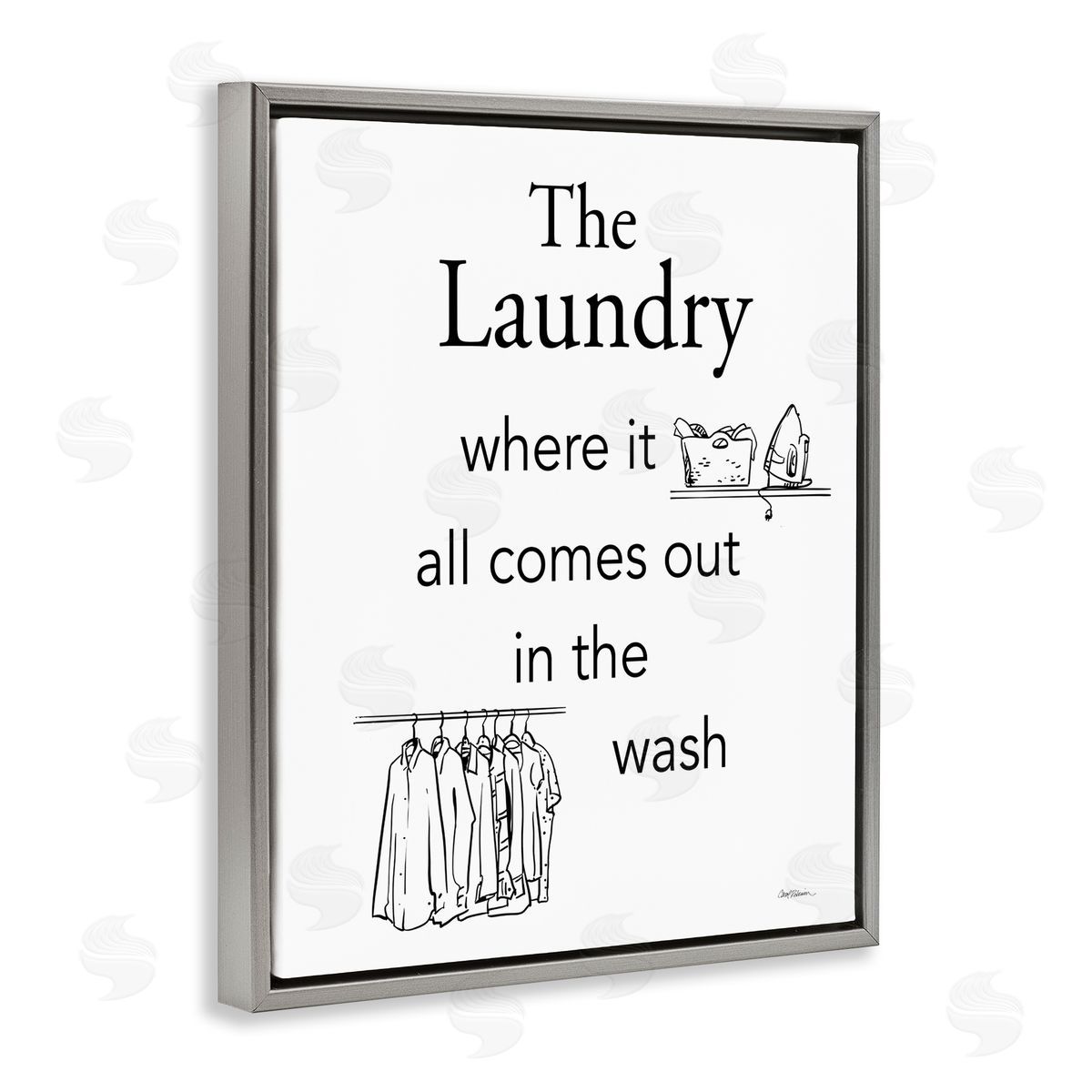 All Comes Out Laundry Grey Floating Frame Canvas Wall Art, Home Decor by Carol Robinson