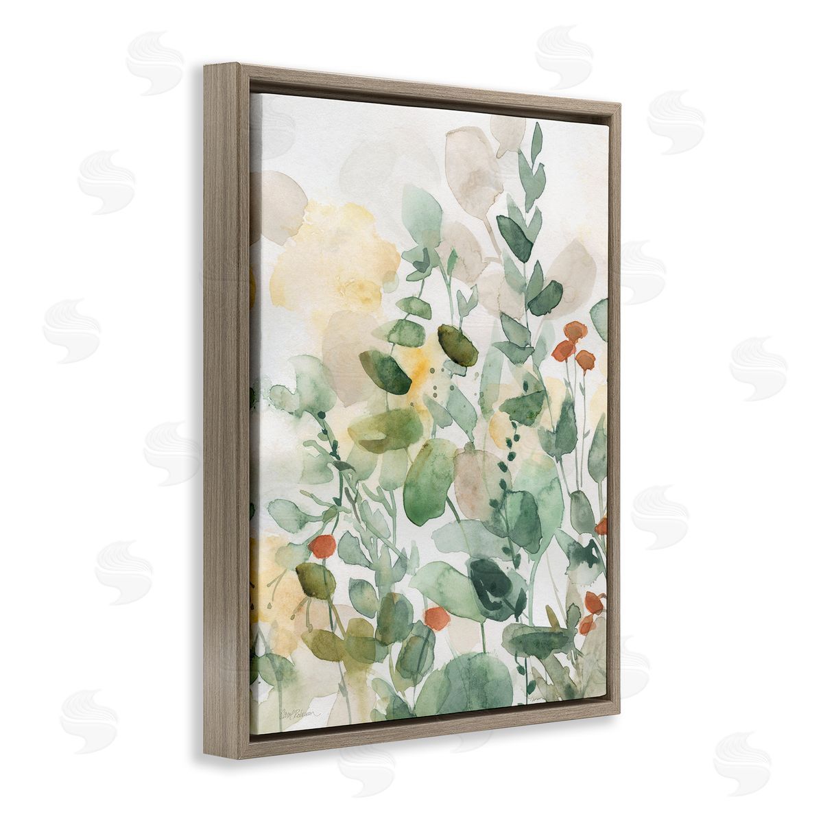 Opaque Layered Leaves Brown Floating Frame Canvas Wall Art, Home Decor by Carol Robinson