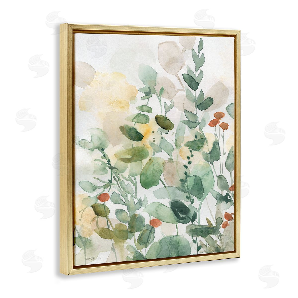 Opaque Layered Leaves Gold Floating Frame Canvas Wall Art, Home Decor by Carol Robinson