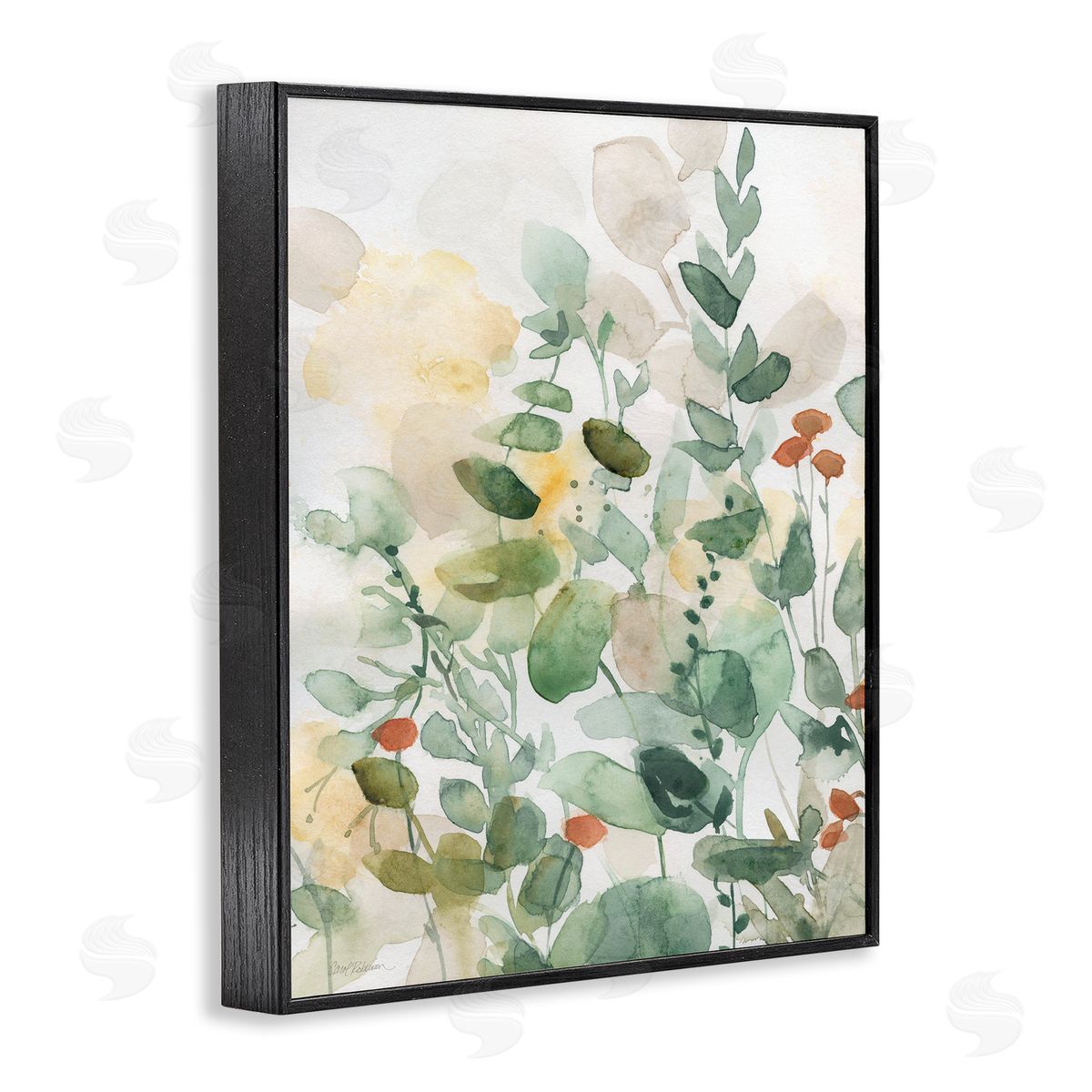 Opaque Layered Leaves Black Frame Print Wall Art, Home Decor by Carol Robinson