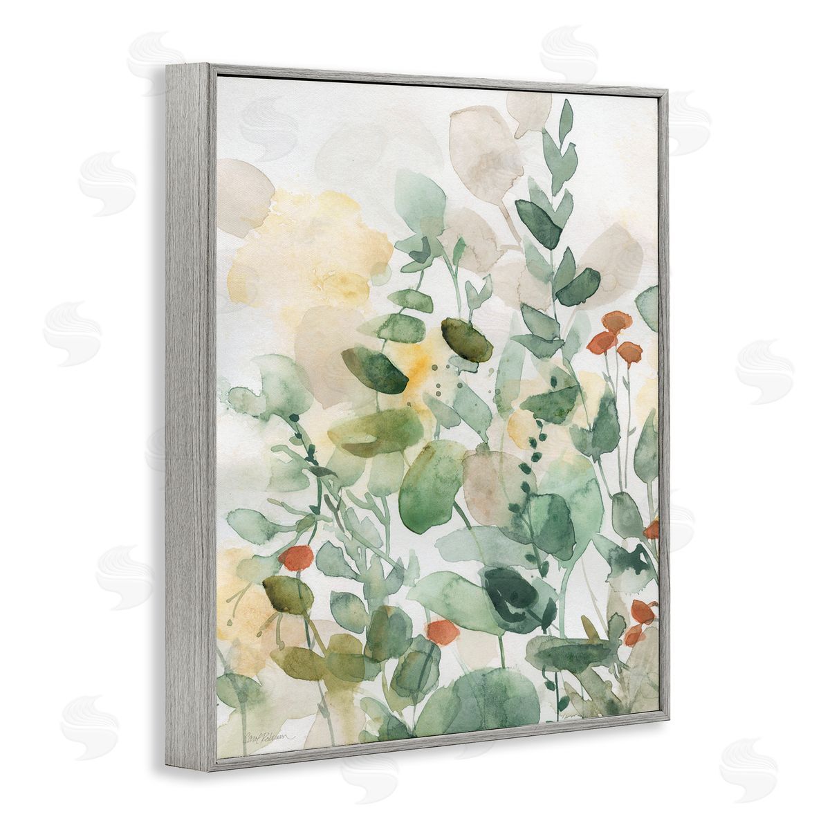Opaque Layered Leaves Grey Frame Print Wall Art, Home Decor by Carol Robinson