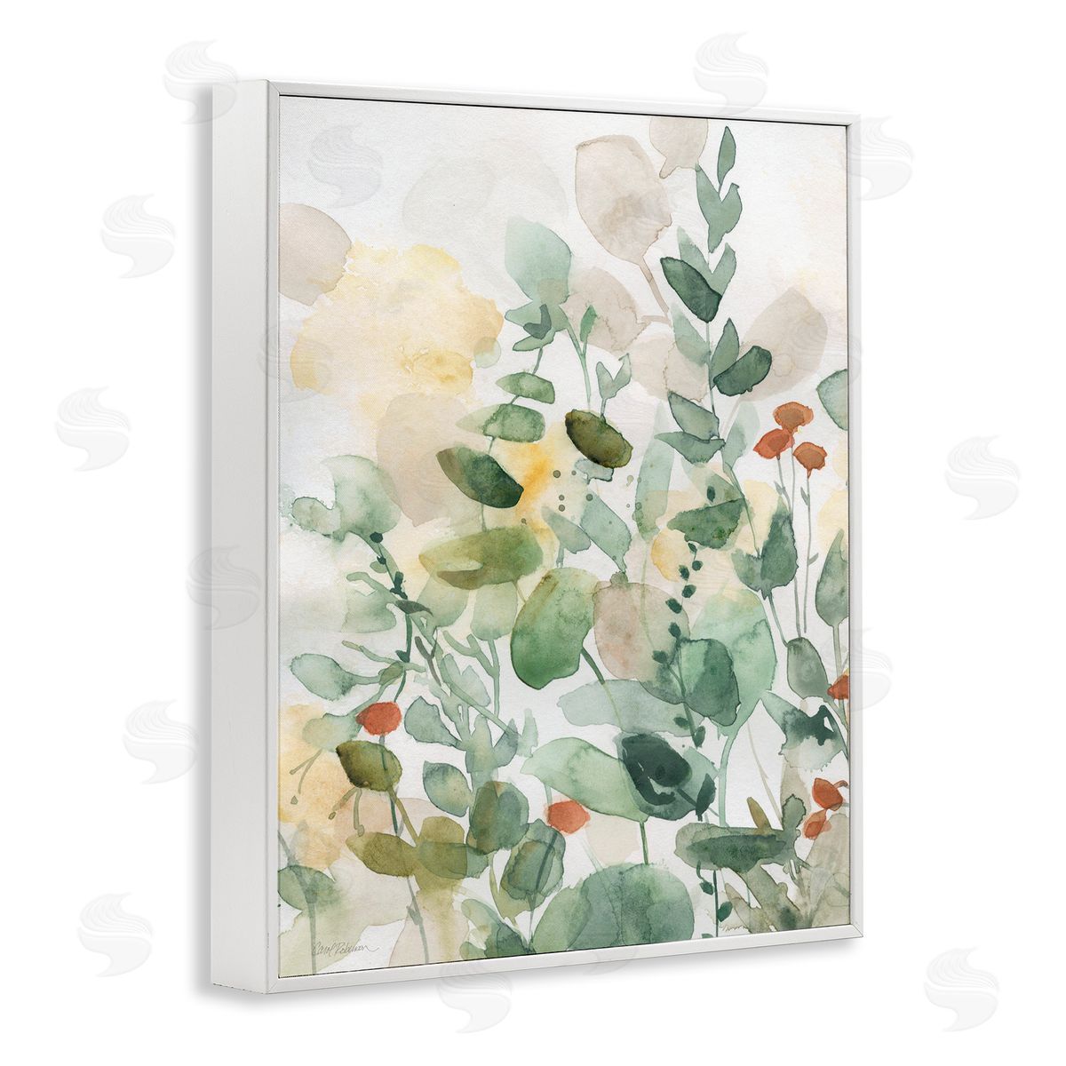 Opaque Layered Leaves White Frame Print Wall Art, Home Decor by Carol Robinson