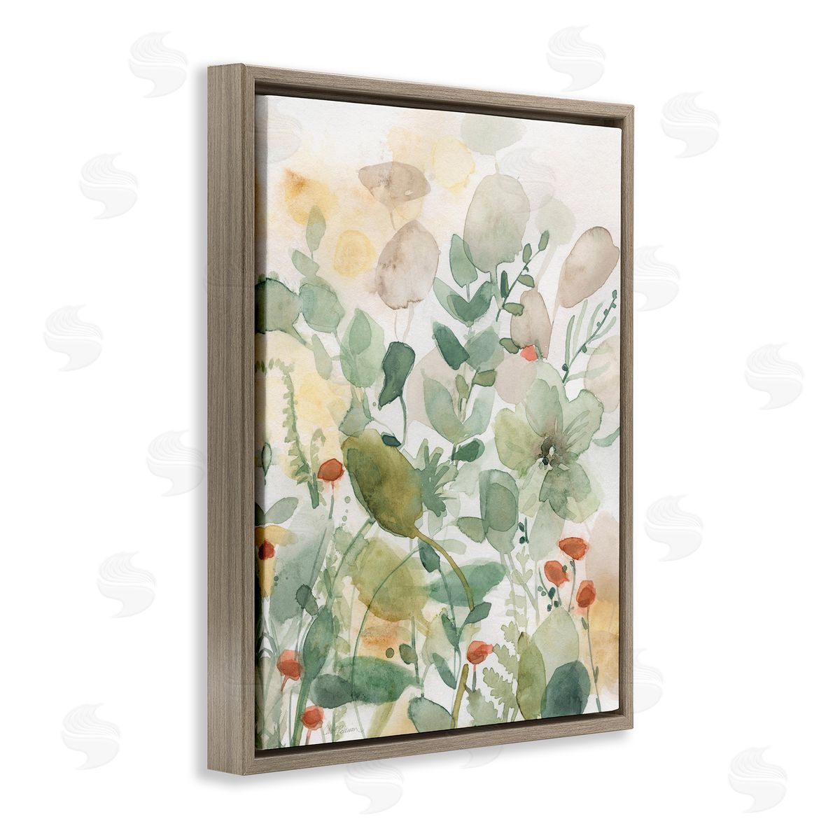 Layered Transparent Leaves Brown Floating Frame Canvas Wall Art, Home Decor by Carol Robinson