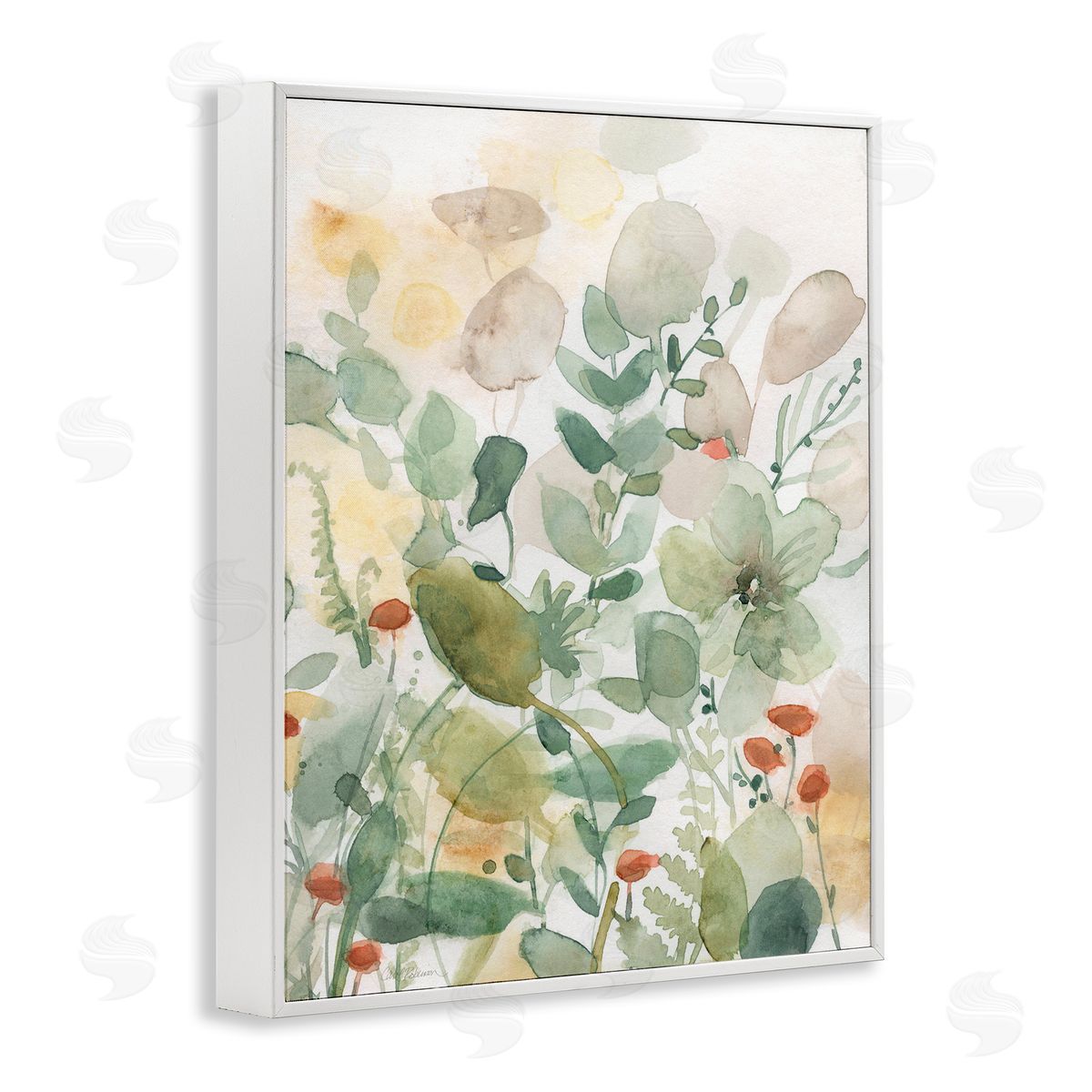 Layered Transparent Leaves White Frame Print Wall Art, Home Decor by Carol Robinson