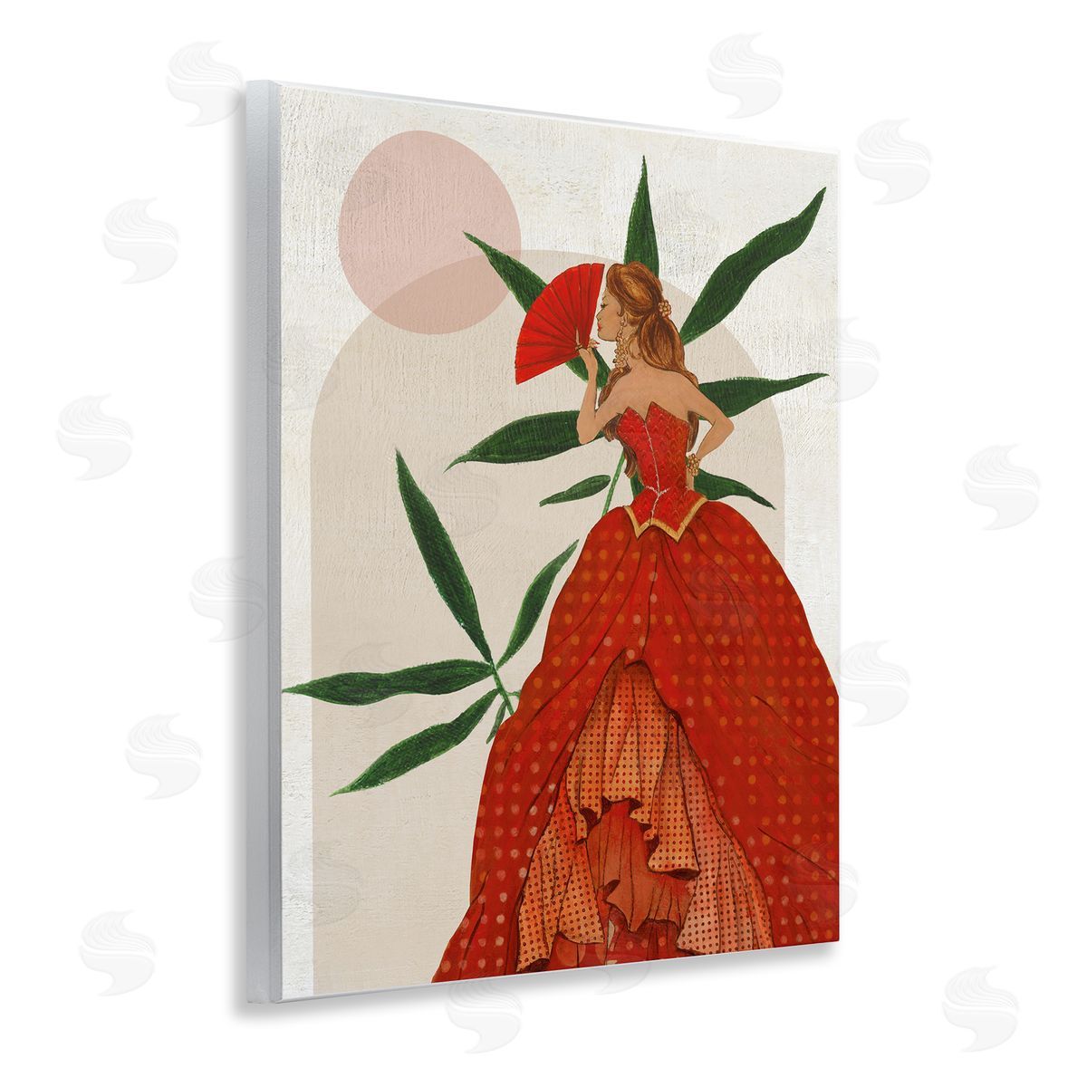 Modern Ball Gown Woman Wood Plaque Wall Art, Home Decor by Janet Tava