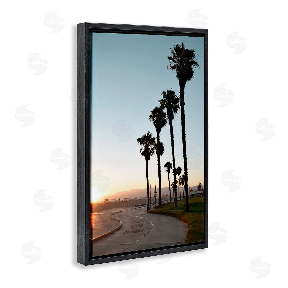 Clear Day Palm Trees Black Floating Frame Canvas Wall Art, Home Decor by Natalie Carpentieri