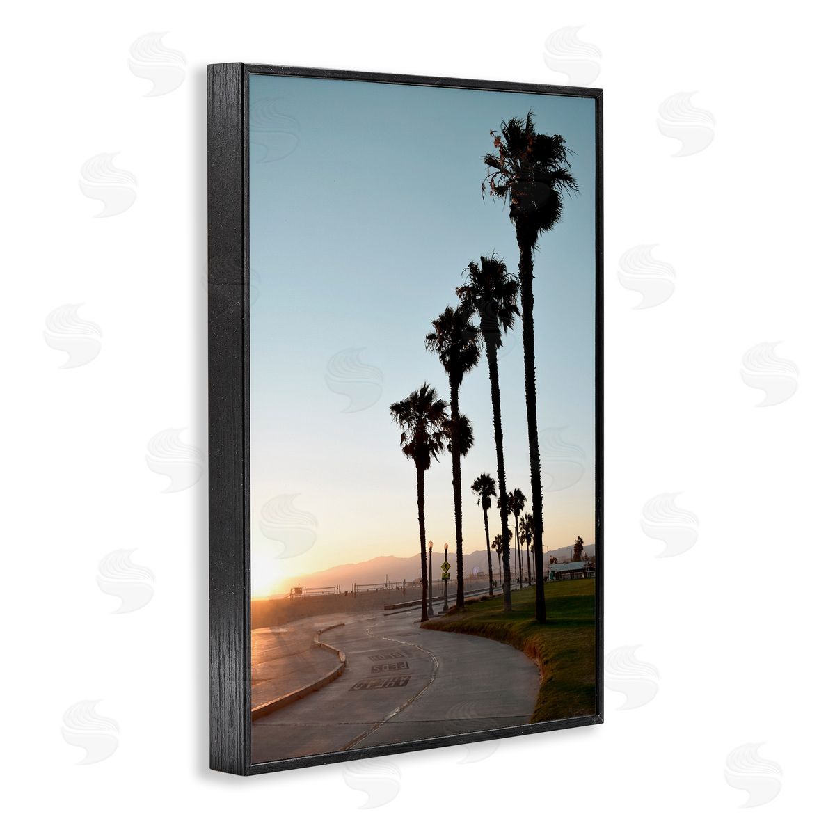 Clear Day Palm Trees Black Frame Print Wall Art, Home Decor by Natalie Carpentieri