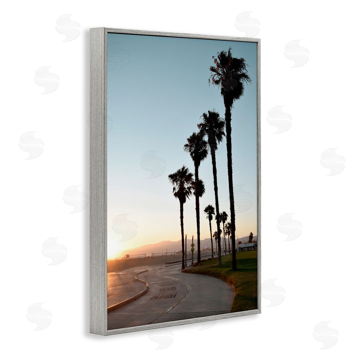 Clear Day Palm Trees Grey Frame Print Wall Art, Home Decor by Natalie Carpentieri