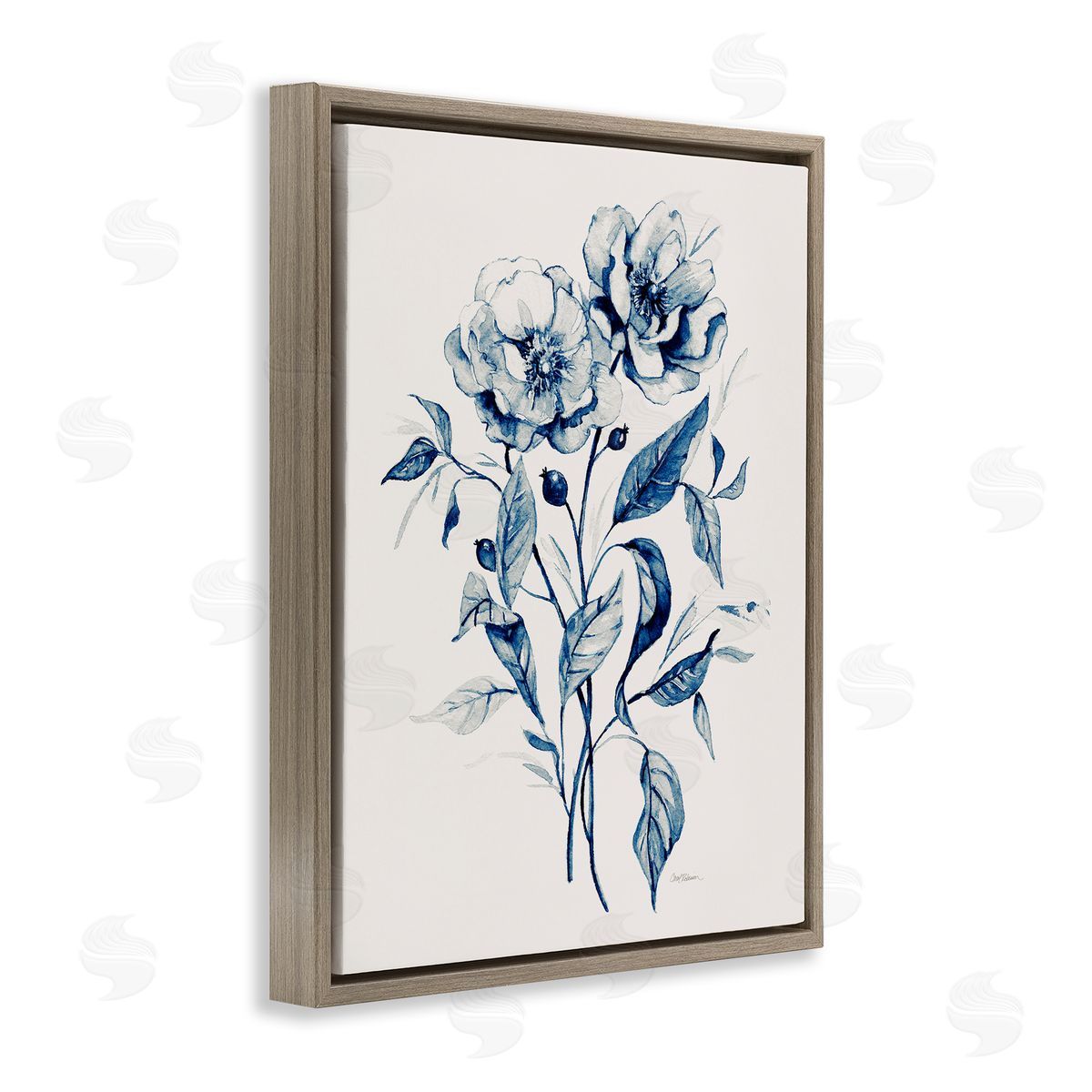 Vintage Flower Bundle Brown Floating Frame Canvas Wall Art, Home Decor by Carol Robinson