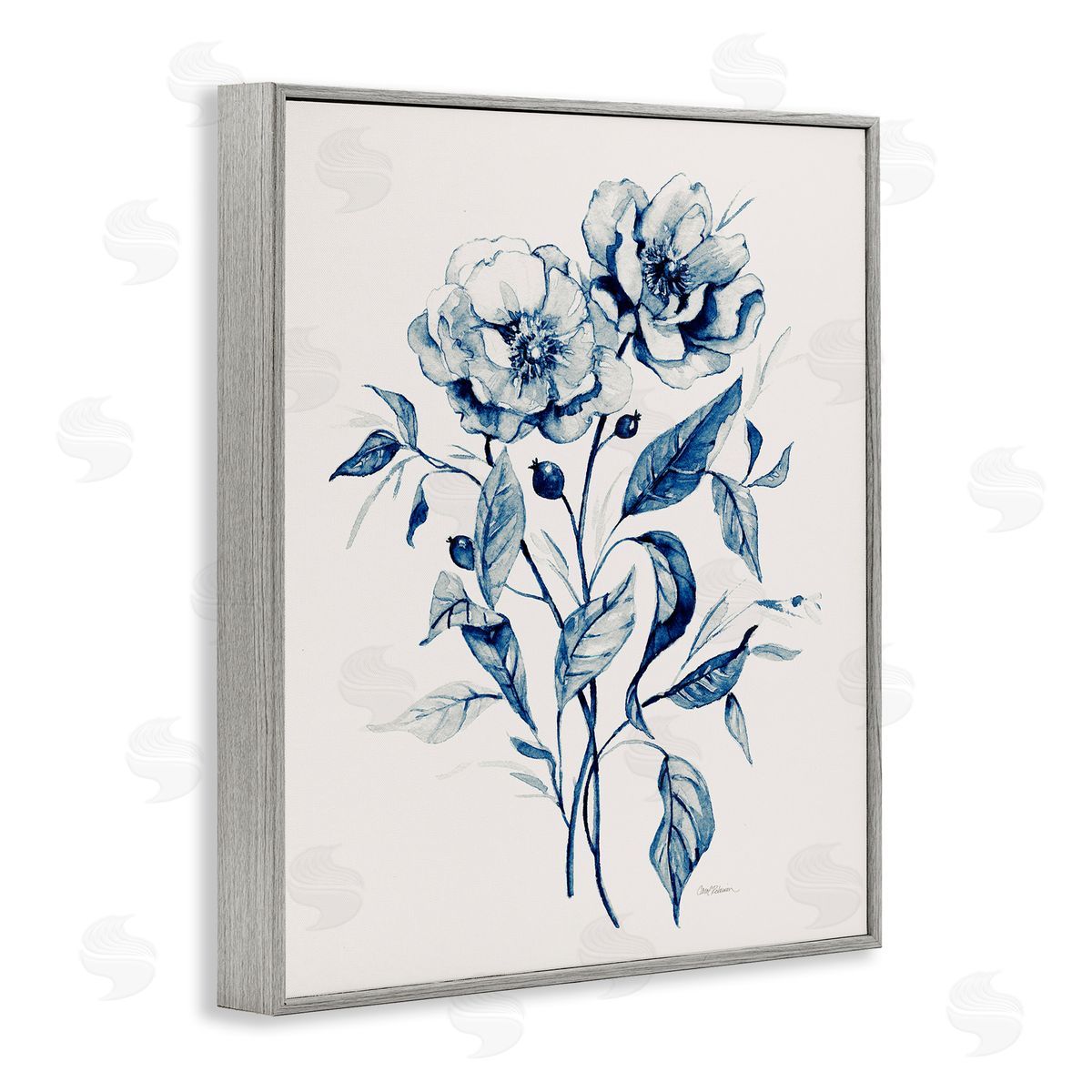 Vintage Flower Bundle Grey Frame Print Wall Art, Home Decor by Carol Robinson