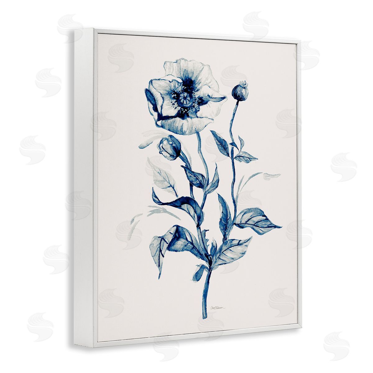 Vintage Budding Florals White Frame Print Wall Art, Home Decor by Carol Robinson